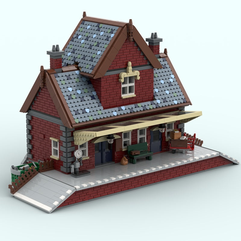 Vintage Village Train Station MOC Building Kit - 1
