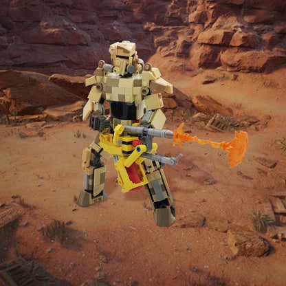 Wasteland Desert Camo Power Armor Mecha MOC Building Kit - 4