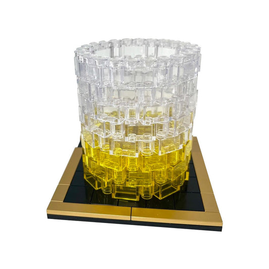 Whiskey Glass Building Kit | with Gold Glated Coaster | LEGO-Compatible MOC - 1