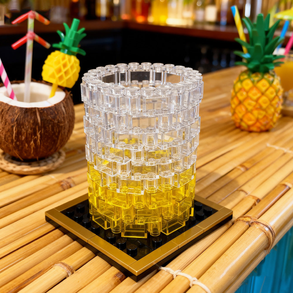 Whiskey Glass Building Kit | with Gold Glated Coaster | LEGO-Compatible MOC - 3