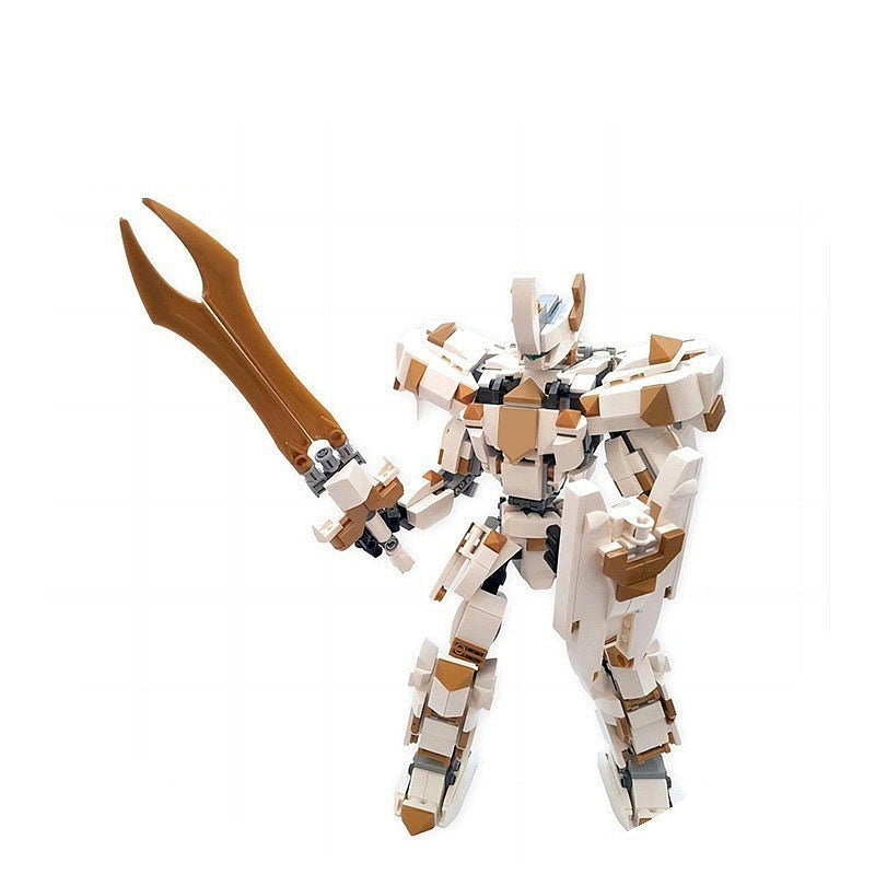 White Gold Knight Mech Lancelot MOC Building Kit | Armored Mecha Figure - 1