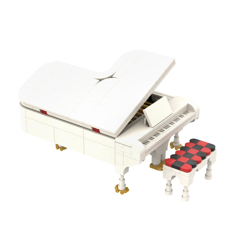 White Grand Piano MOC Building Kit | Elegant Musical Display Model - 1