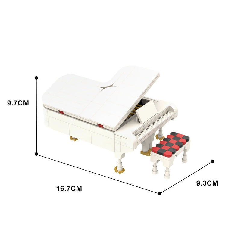 White Grand Piano MOC Building Kit | Elegant Musical Display Model - 4