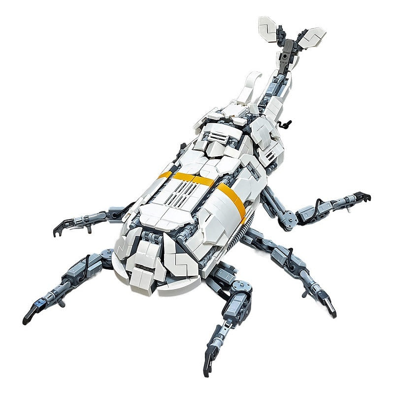 White Mechanical Beetle MOC Animal Model Building Kit | Insect Creature - 1