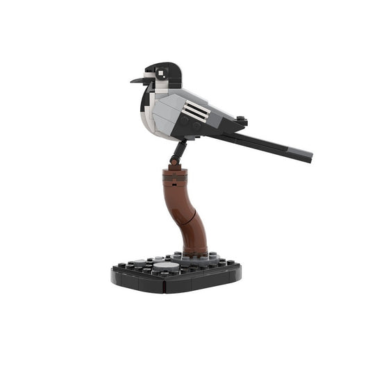 White Wagtail Bird MOC Building Kit | Eco Wildlife Display Model Set - 1