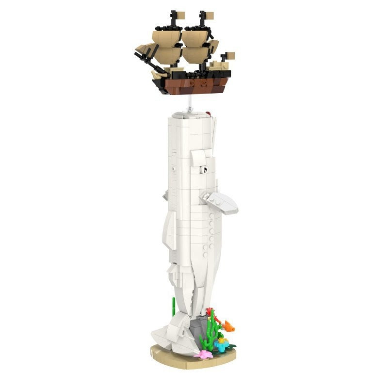 White Whale MOC Building Kit | Ocean Animal Display Model - 2