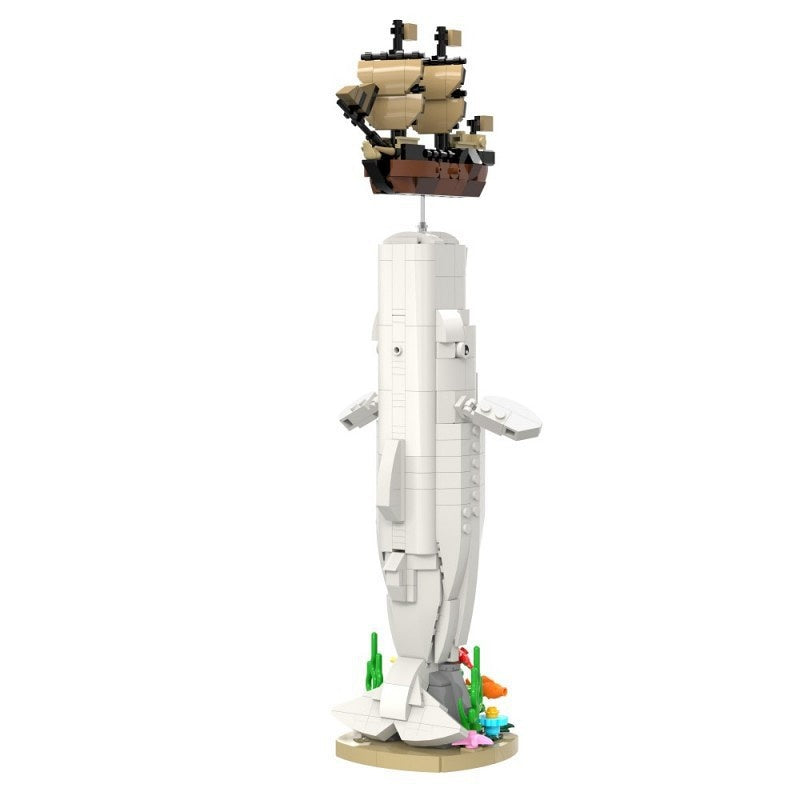 White Whale MOC Building Kit | Ocean Animal Display Model - 3