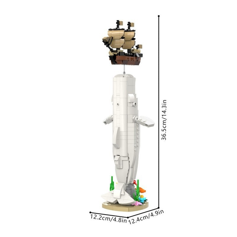 White Whale MOC Building Kit | Ocean Animal Display Model - 6