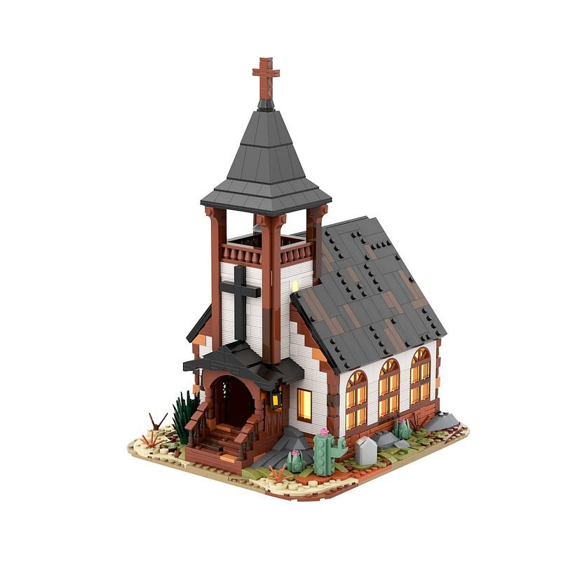 Wild West Frontier Church MOC Building Kit | Western Architecture Model - 1