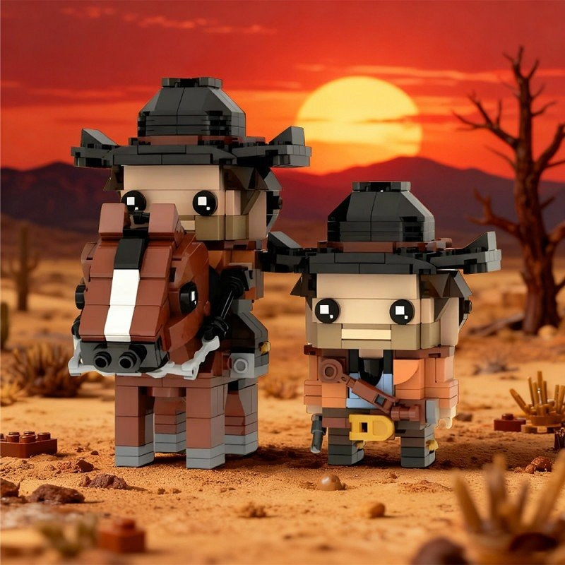 Wild West Outlaw Cowboy MOC Cube Character Building Kit | Gunslinger Figure - 4