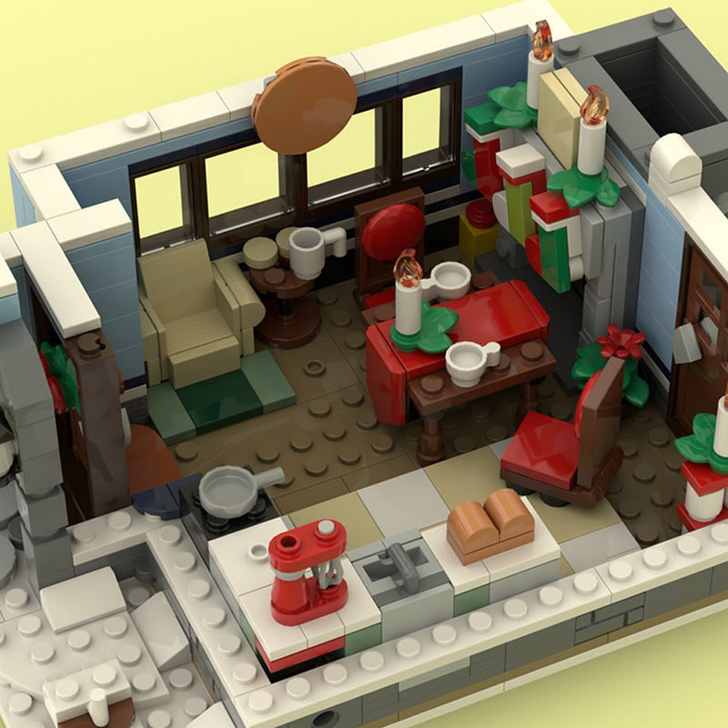 Winter Cabin MOC Building Kit | Snowy Rustic Village Architecture - 4