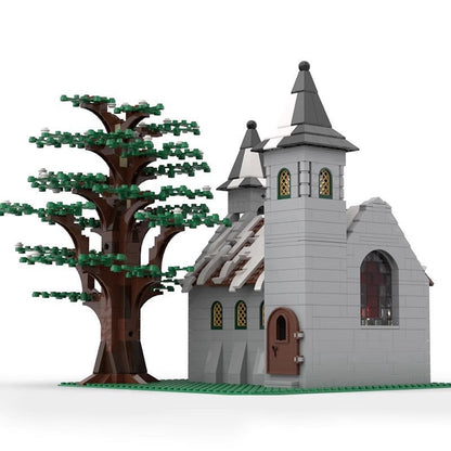 Winter Church MOC Building Kit | Snowy Medieval Architecture Model - 4