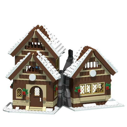 Winter House MOC Building Kit | Cozy Snowy Village Architecture Model - 1