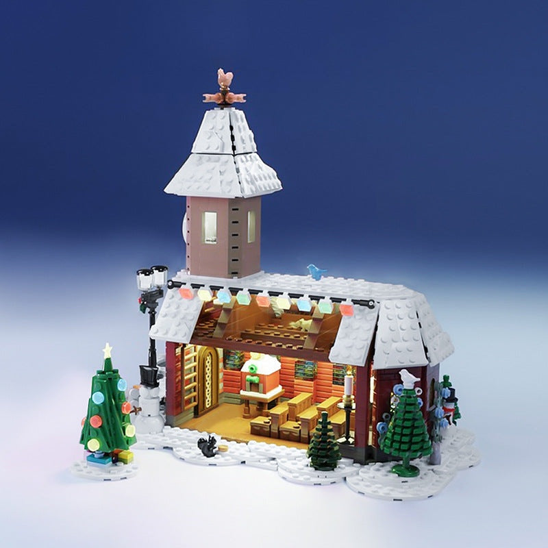 Winter Village Chapel MOC Building Kit | Snowy Historic Architecture - 2