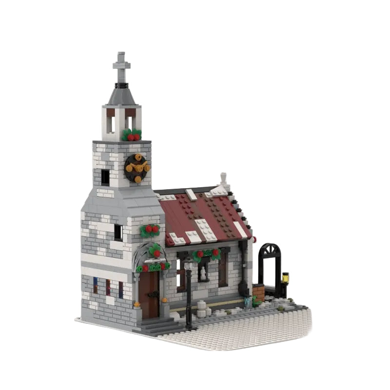 Winter Village Church MOC Snowy Architecture Building Kit - 1