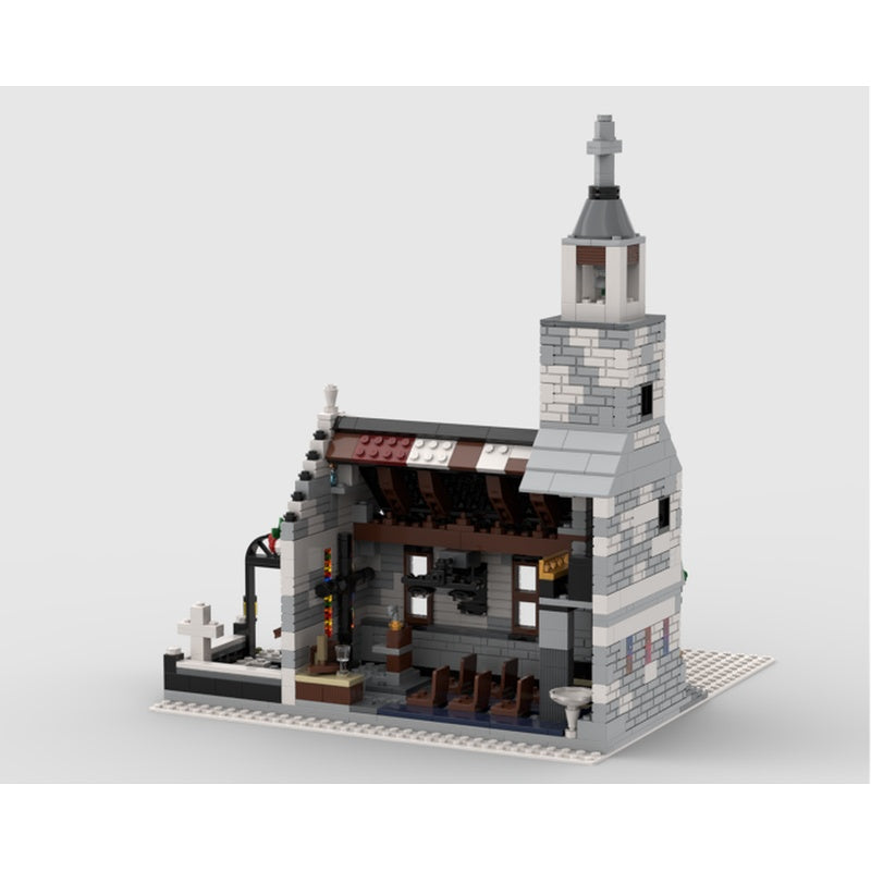 Winter Village Church MOC Snowy Architecture Building Kit - 2