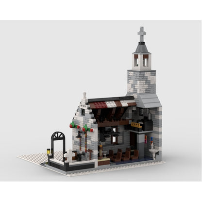 Winter Village Church MOC Snowy Architecture Building Kit - 3