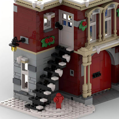 Winter Village Fire Station Expanded 2-Bay Modular Building Kit | LEGO-Compatible MOC - 6