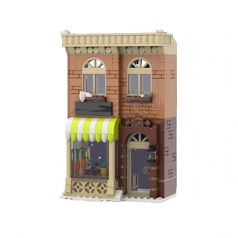 Winter Village Market Building Kit | LEGO-Compatible MOC - 1