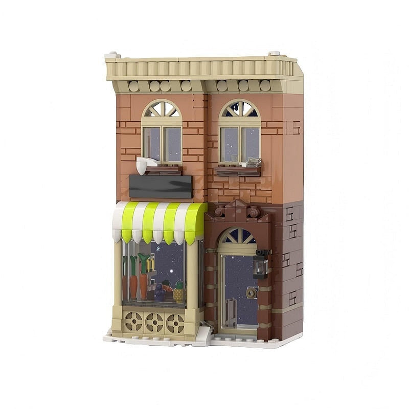 Winter Village Market MOC Building Kit | Snowy Seasonal Shop Architecture - 2