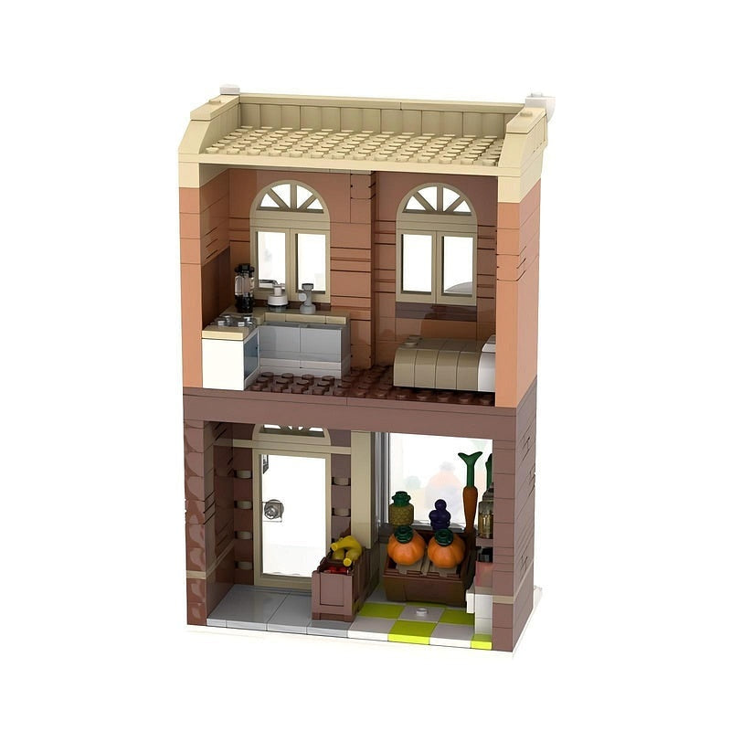 Winter Village Market MOC Building Kit | Snowy Seasonal Shop Architecture - 3