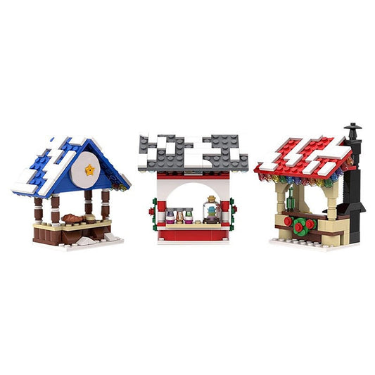 Winter Village MOC Building Kit | Christmas Market Stalls Scene - 1