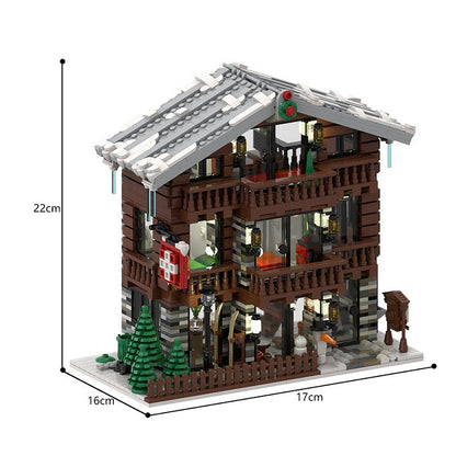 Winter Village Swiss Restaurant MOC Building Kit | Alpine Hotel Architecture - 4
