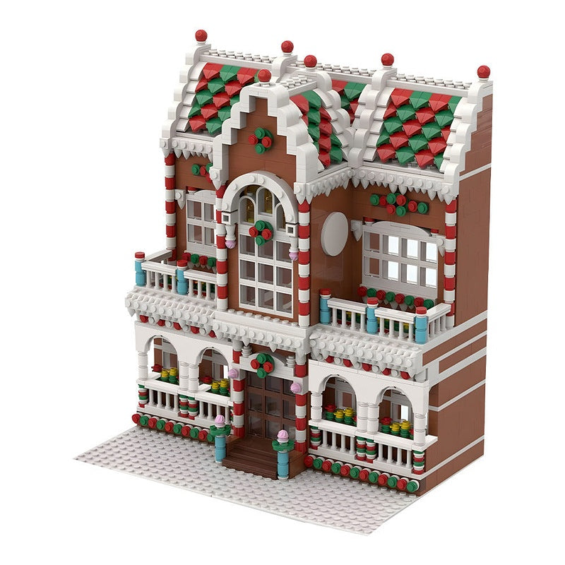 Winter Village Town House MOC Building Kit | Cozy Snowy Home Model - 1