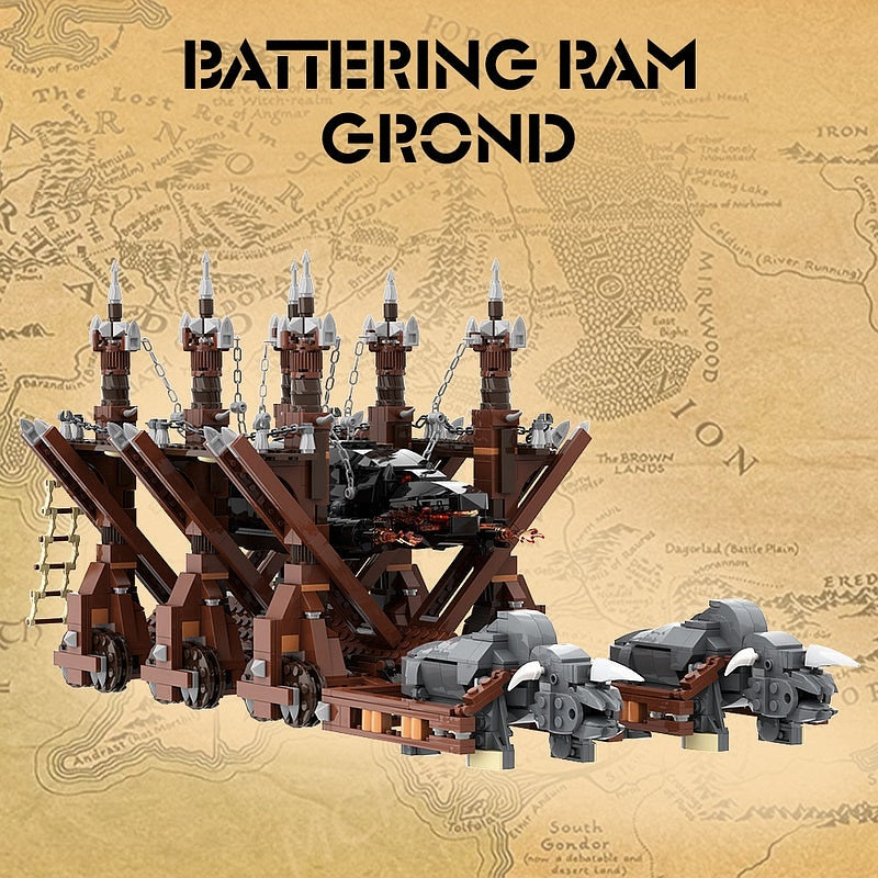 Wolf Head Battering Ram MOC Building Kit | Medieval Siege Weapon Model - 4