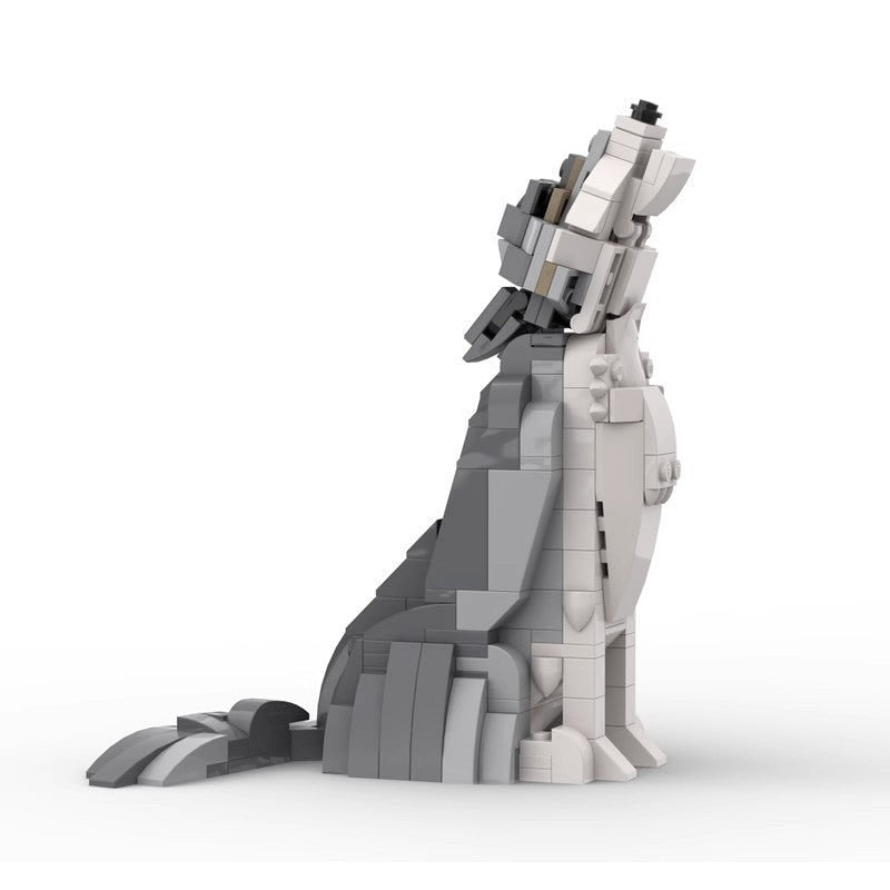 Wolf With Dirt Outcrop Base MOC Building Kit | Wildlife Display Model - 2