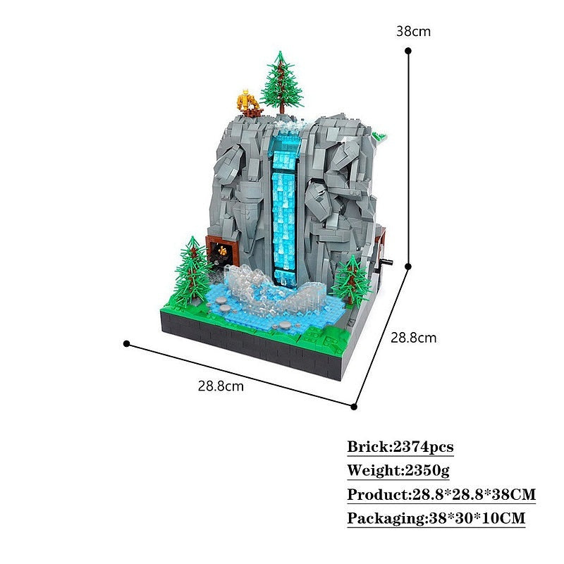 Working Waterfall Mountain MOC Kinetic Landscape Building Kit - 4