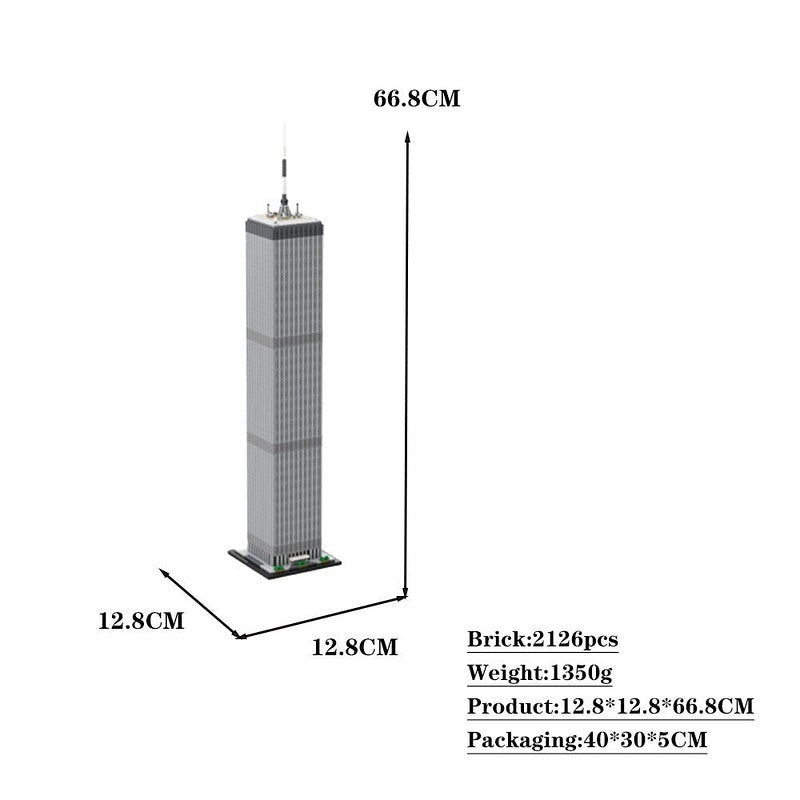 World Trade Center MOC 1:800 Scale Skyscraper Architecture Building Kit - 5