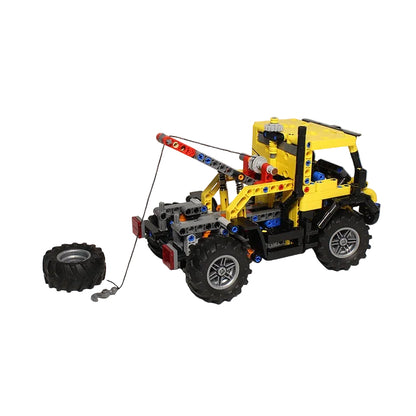 Yellow 4x4 Off-Road Service Truck with Winch MOC Building Kit - 4