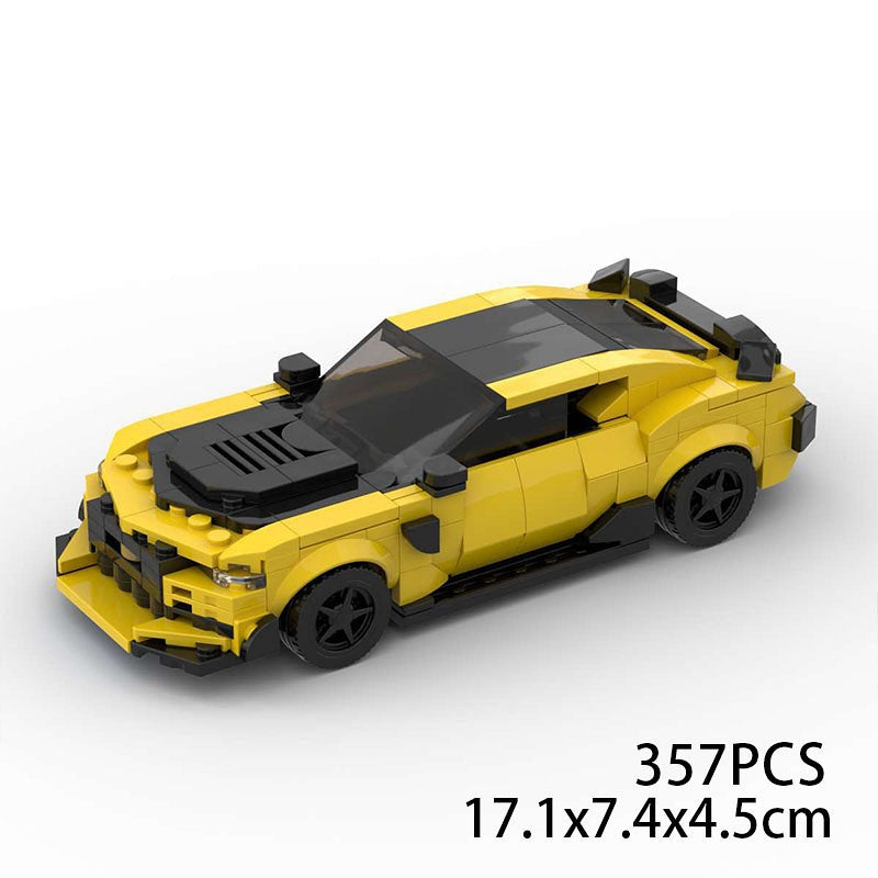 Yellow 6th Gen Muscle Car Building Kit | LEGO-Compatible MOC - 6