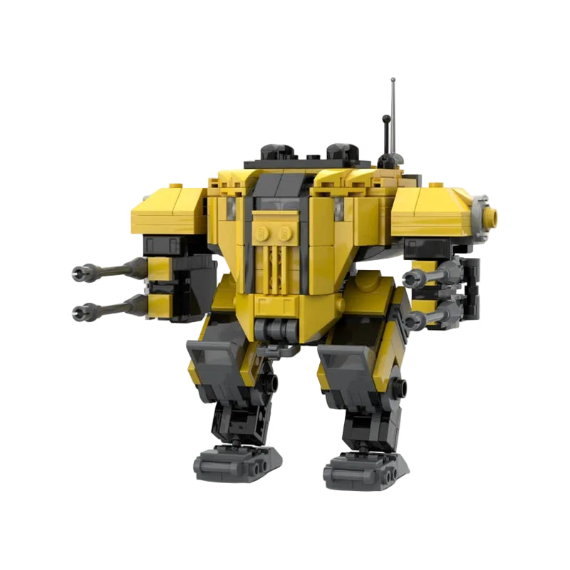 Yellow Dual-Cannon Combat Exosuit Mech MOC Building Kit - 1