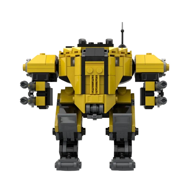 Yellow Dual-Cannon Combat Exosuit Mech MOC Building Kit - 2