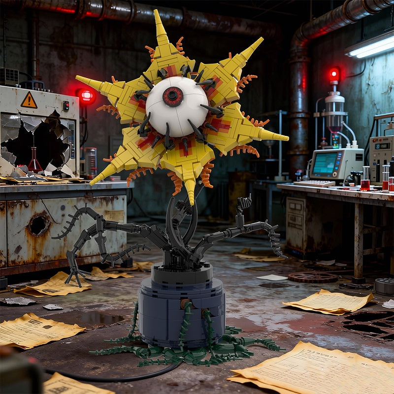 Yellow Evil Eye Flower MOC Building Kit | Surreal Floral Display Model - 1