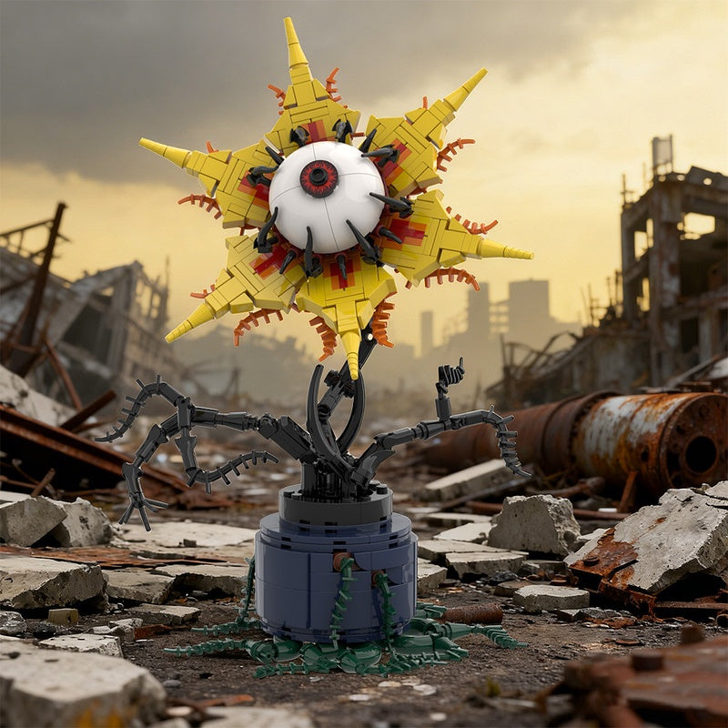 Yellow Evil Eye Flower MOC Building Kit | Surreal Floral Display Model - 2