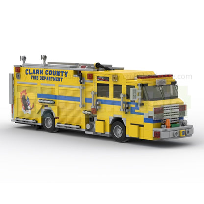 Yellow Fire Engine MOC Building Kit with Detailed Equipment Bays - 3